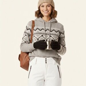 Mountain Ridge Oversized Grey & White Knit Hoodie Size Small Cotton Blend